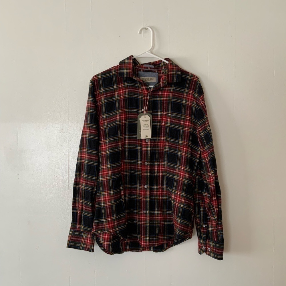 NWT tallwoods plaid long sleeve button up shirt